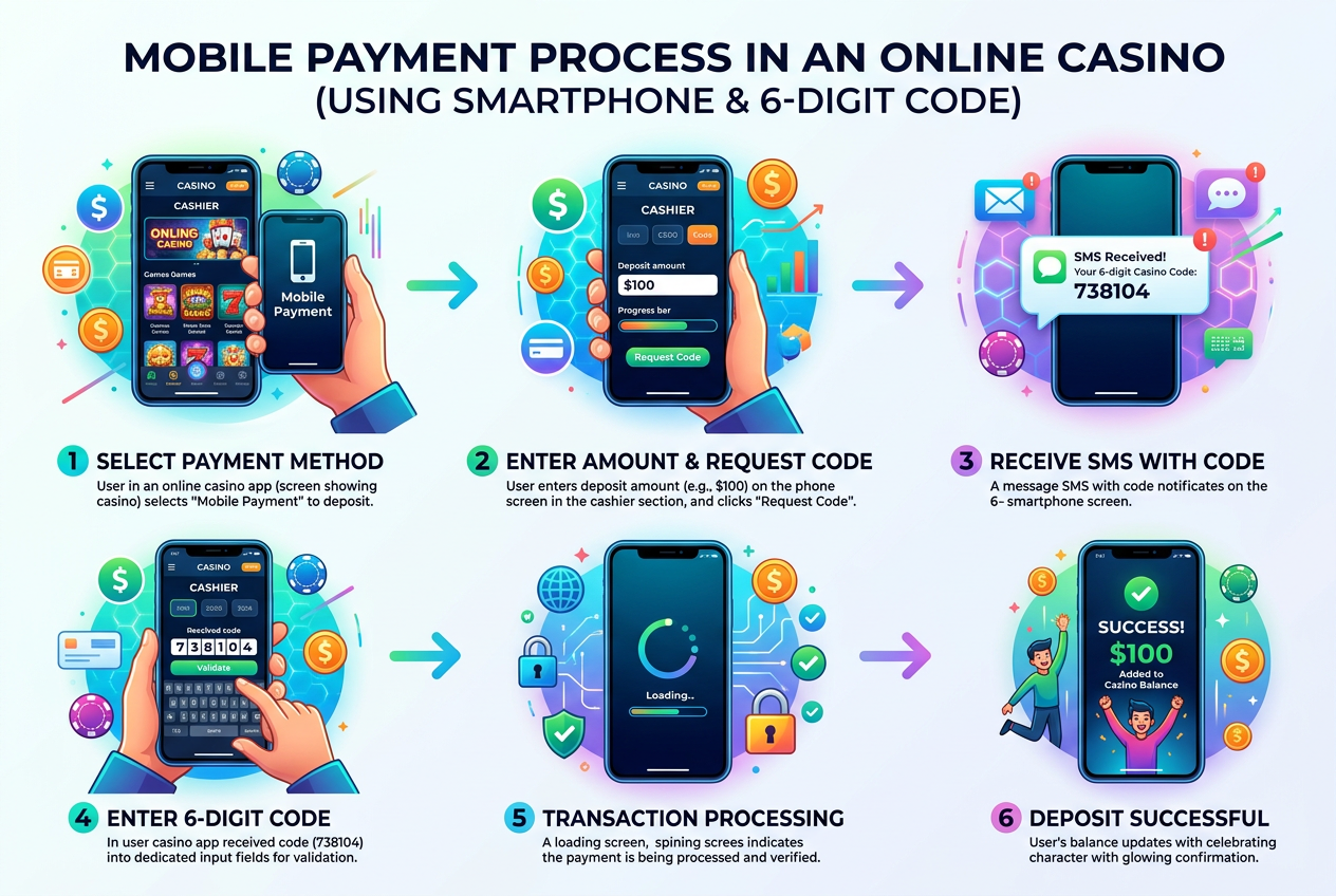 Infographic showing the mobile BLIK payment process in an online casino